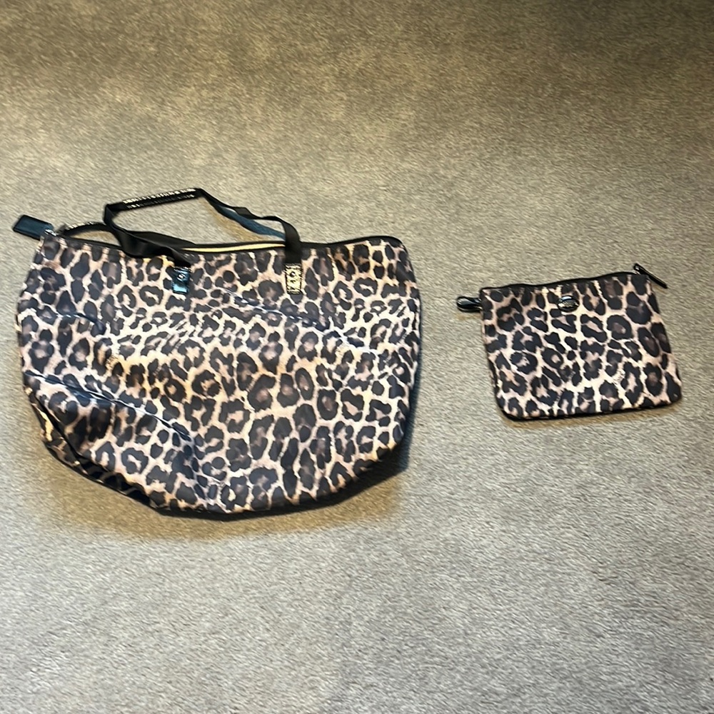 Leopard print Coach travel tote and travel bag